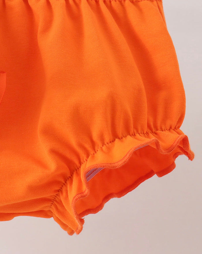 Orange pumpkin bow bloomer or pants set