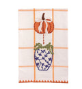 Orange Windowpane Pumpkin Appliqué Topiary Towel