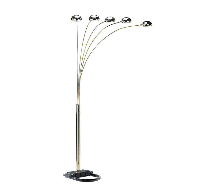 ORE 6962G 5-Arm Arch Floor Lamp, Metal, Polished Brass, 84in x 45in x 45in