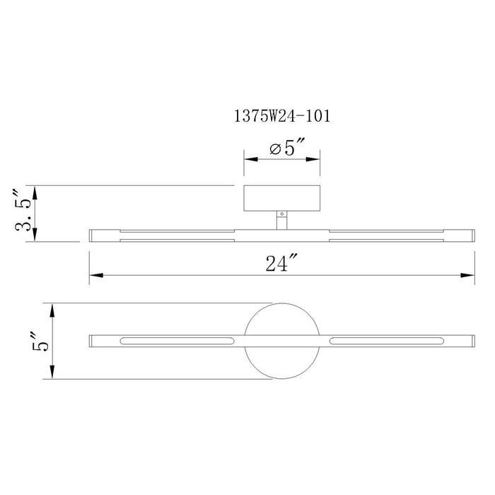 Oskil Vanity Lights Integrated Black 24in