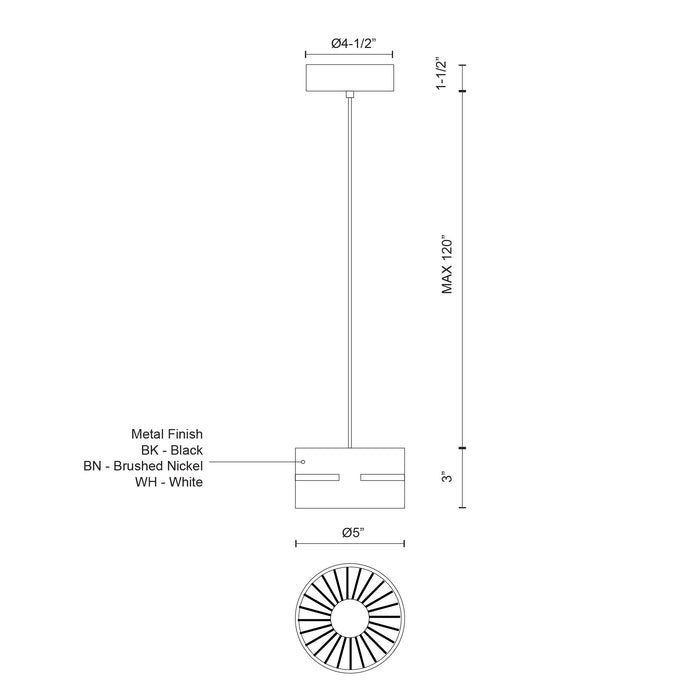 Oxford 5-in Aluminum Pendant