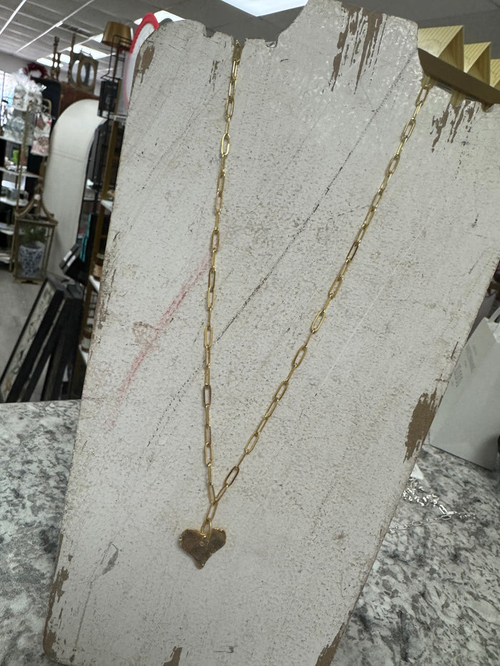Paperclip heart chain with heart pendant
