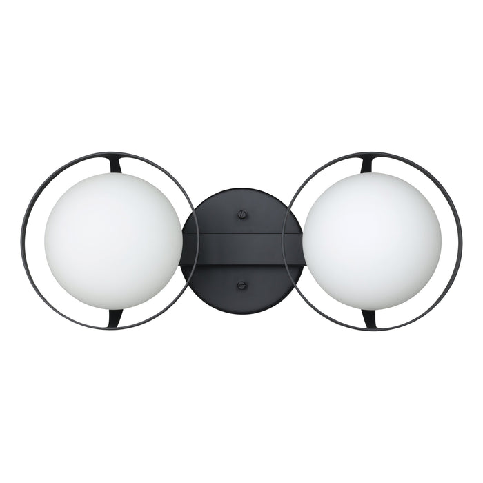 Parker 16-inch 2-light Matte Black Vanity Light with Etched Opal Glass Shades