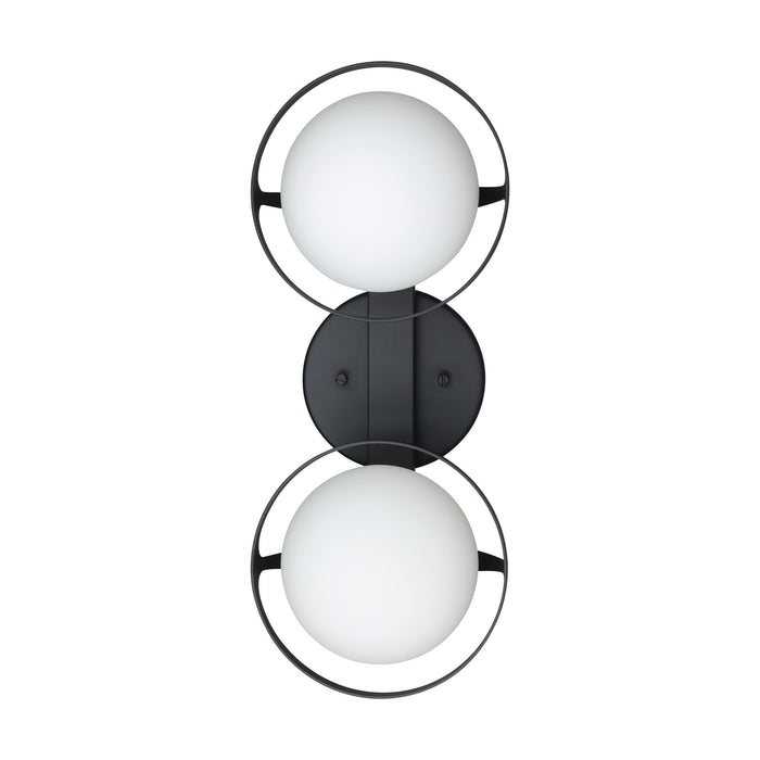 Parker 16-inch 2-light Matte Black Vanity Light with Etched Opal Glass Shades
