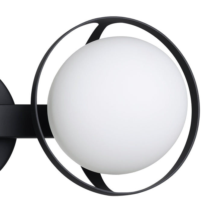 Parker 16-inch 2-light Matte Black Vanity Light with Etched Opal Glass Shades