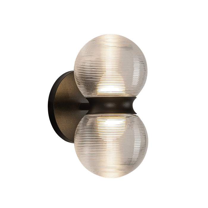 Black/Clear Ribbed Glass