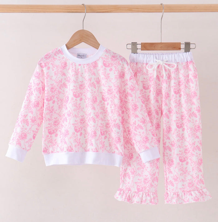 Pink floral pants set