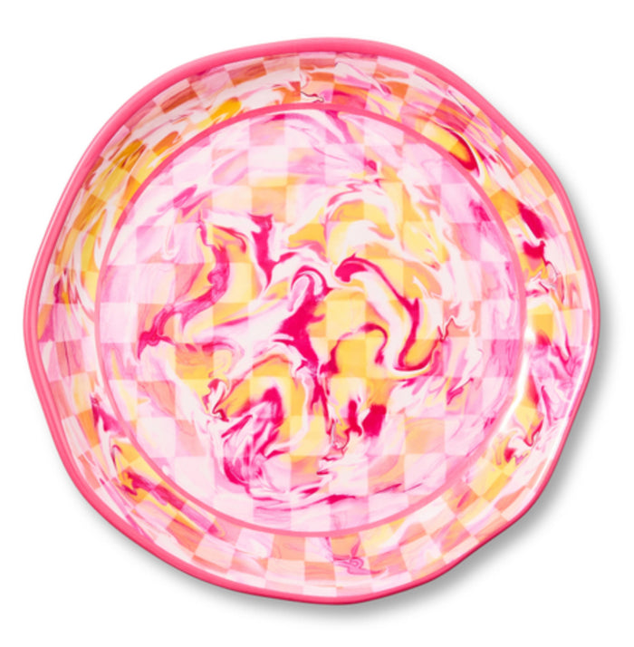 pink marble check melamine large platter
