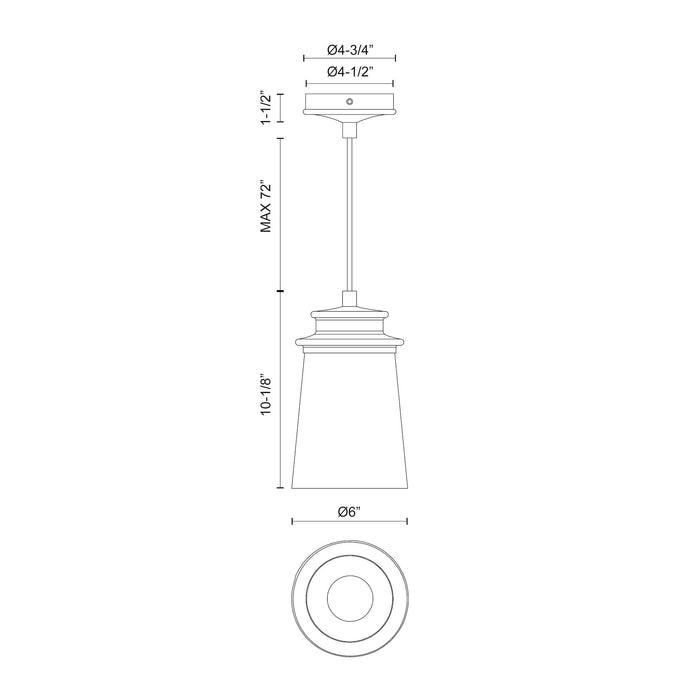 Quincy 6-in Steel Outdoor Pendant