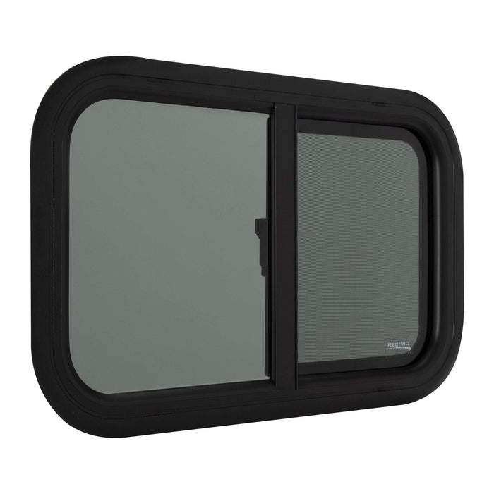 RecPro RV Window Replacement | Teardrop Style | 24inW x 15inH | Horizontal Sliding | Black | Model RP-WIN