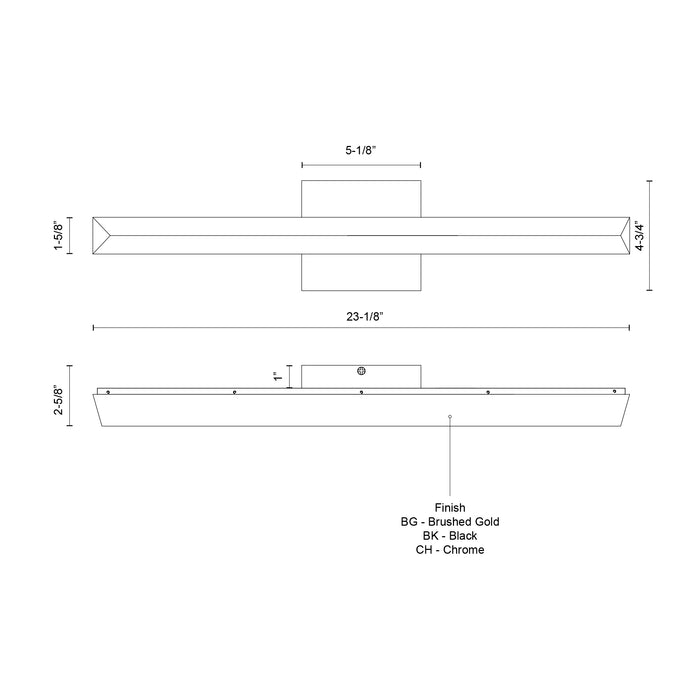 Saphir 23-in Aluminum Vanity Light