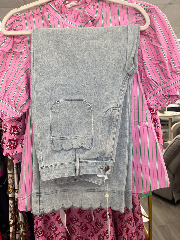 Scalloped hem pant