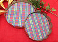 Scalloped Metal Trays, Painterly Plaid