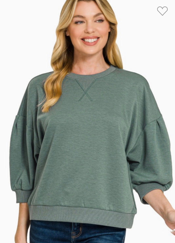 Scuba dolman sleeve pullover