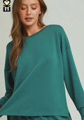 SELECT LUXEKNIT Drop Shoulder Detailed Back Top