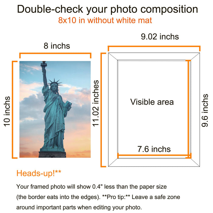 SESEAT 8x10 Picture Frame Natural Woodgrain Set of 6, Display Pictures 5x7 With mat or 8x10 Without Mat