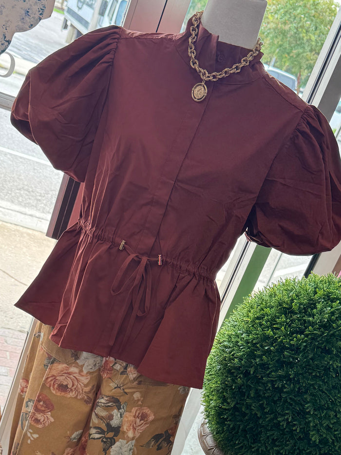 Short sleeve puff sleeeve top