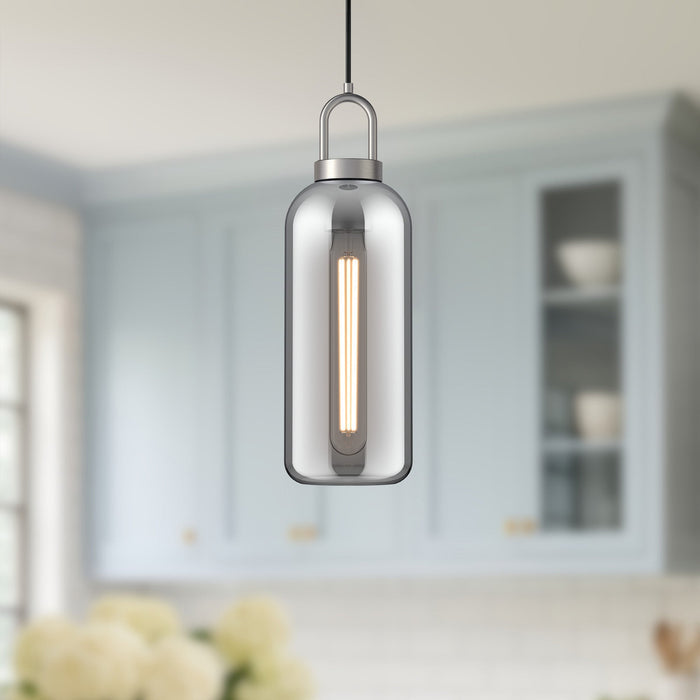 Brushed Nickel/Smoked Solid Glass