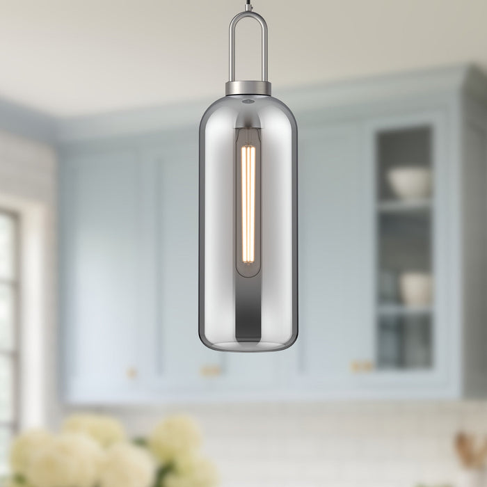 Brushed Nickel/Smoked Solid Glass