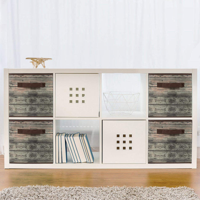 Sorbus Foldable Storage Cube Basket Bin, Rustic Wood Grain Print, 4-Pack (Rustic Bin - Brown)
