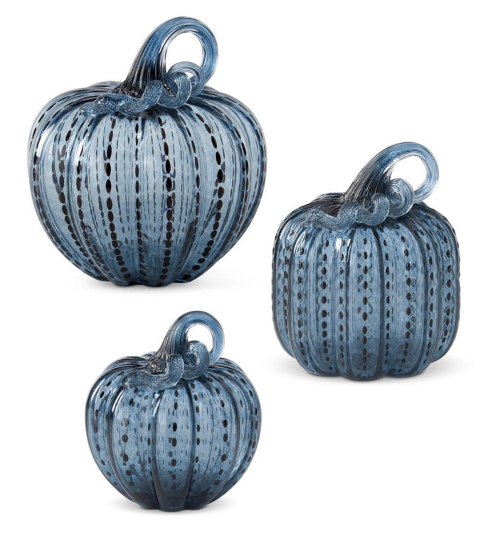 Speckled Blue Glass Pumpkins