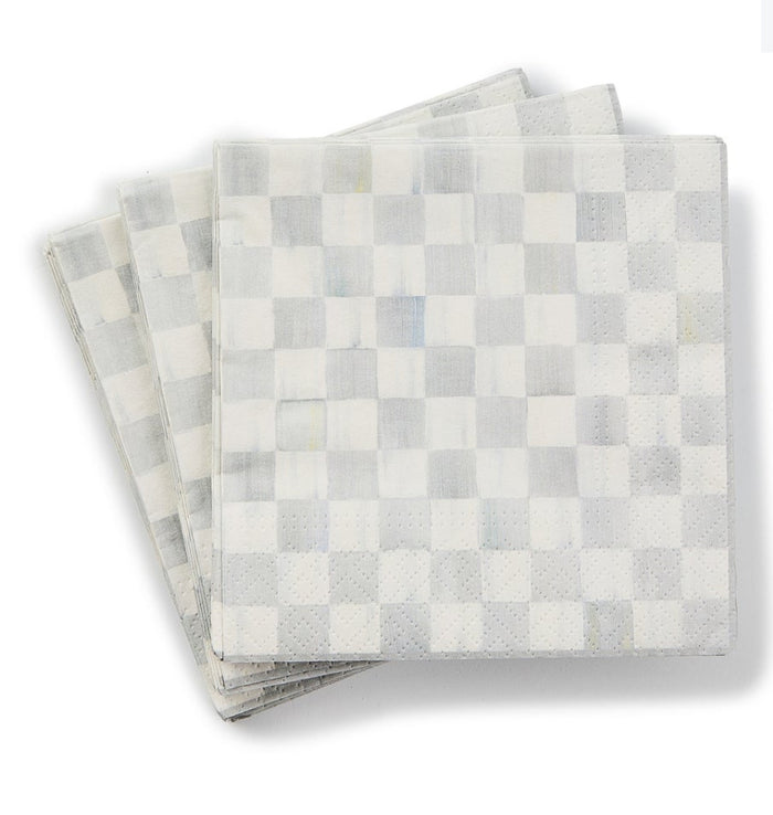 Sterling Check Cocktail Paper Napkins