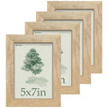 TENIBYC 5x7 Picture Frame 4 Pack, Natural Wood Photo Frame, HD Tempered Glass, Table Display or Wall Hanging
