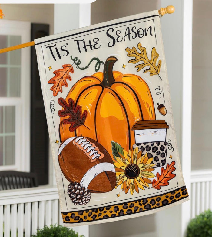 Tis' The Season Fall Applique House Flag