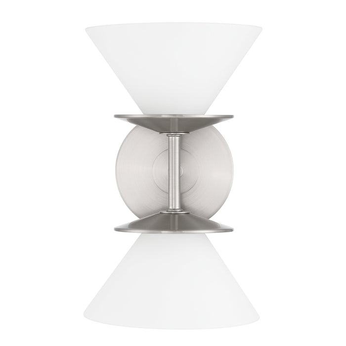 Tremolo 11-inch 2-light Brushed Nickel and Polished Nickel Vanity Light with Etched Opal Glass