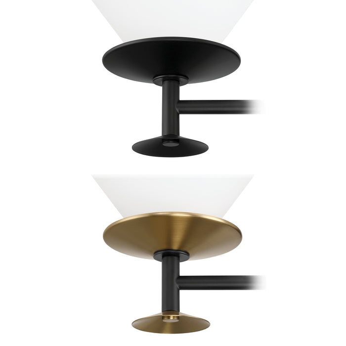 Tremolo 11-inch 2-light Matte Black and Champagne Gold Vanity Light with Etched Opal Glass