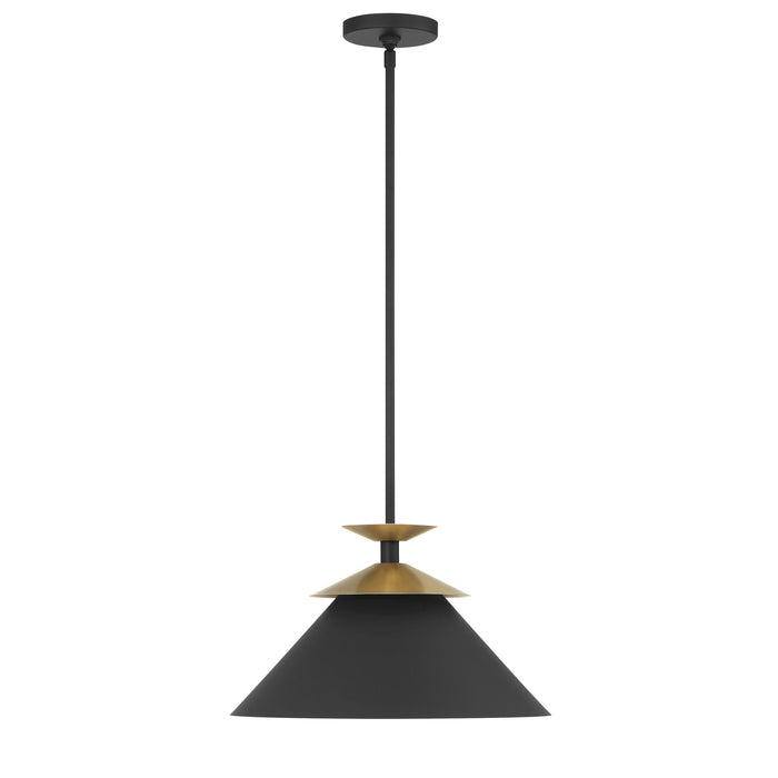 Tremolo 16-inch 1-light Textured Black and Champagne Gold Pendant Light