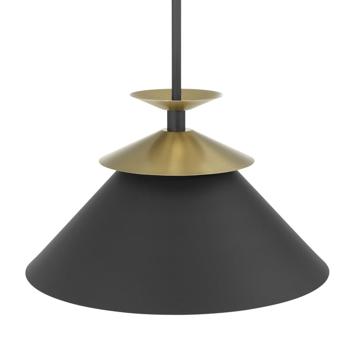 Tremolo 16-inch 1-light Textured Black and Champagne Gold Pendant Light