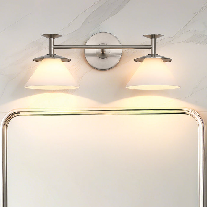 Tremolo 20-inch 2-light Brushed Nickel and Polished Nickel Vanity Light with Etched Opal Glass