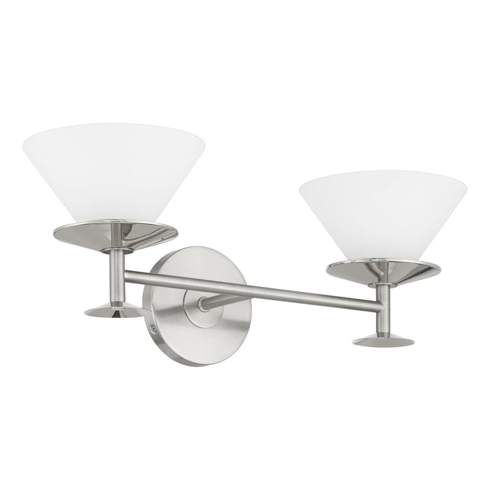 Tremolo 20-inch 2-light Brushed Nickel and Polished Nickel Vanity Light with Etched Opal Glass