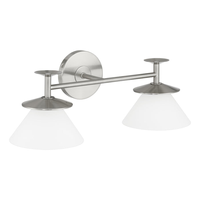 Tremolo 20-inch 2-light Brushed Nickel and Polished Nickel Vanity Light with Etched Opal Glass