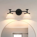 Tremolo 20-inch 2-light Matte Black and Champagne Gold Vanity Light with Etched Opal Glass