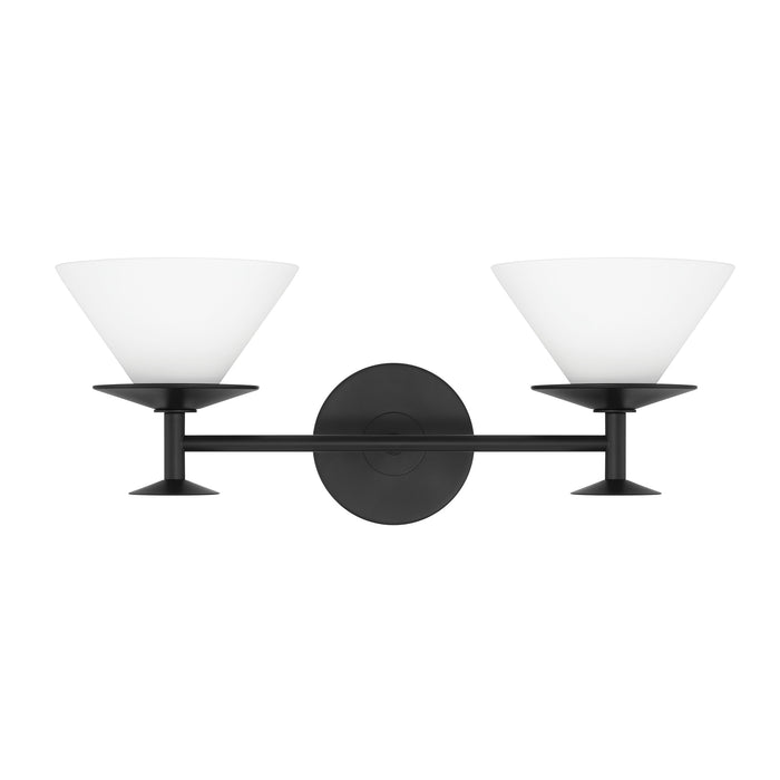 Tremolo 20-inch 2-light Matte Black and Champagne Gold Vanity Light with Etched Opal Glass