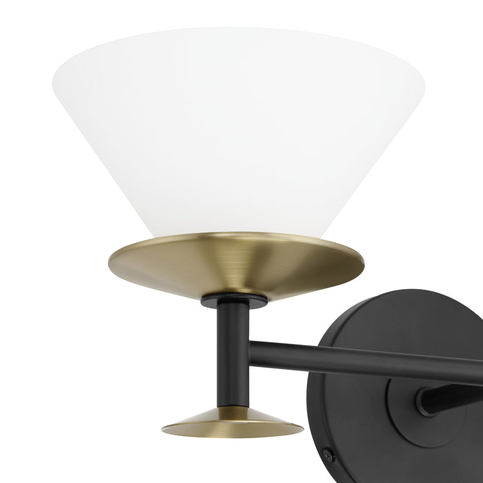 Tremolo 20-inch 2-light Matte Black and Champagne Gold Vanity Light with Etched Opal Glass