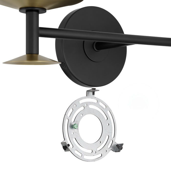 Tremolo 20-inch 2-light Matte Black and Champagne Gold Vanity Light with Etched Opal Glass
