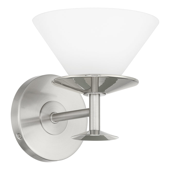 Tremolo 7-inch 1-light Brushed Nickel and Polished Nickel Vanity Light with Etched Opal Glass