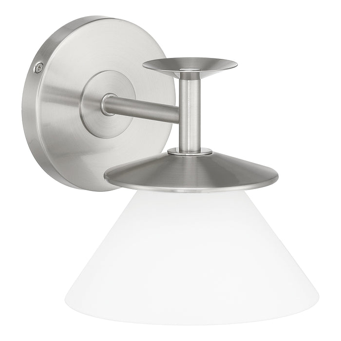 Tremolo 7-inch 1-light Brushed Nickel and Polished Nickel Vanity Light with Etched Opal Glass