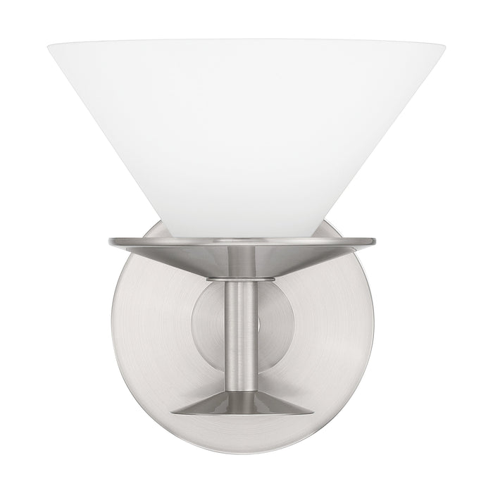 Tremolo 7-inch 1-light Brushed Nickel and Polished Nickel Vanity Light with Etched Opal Glass