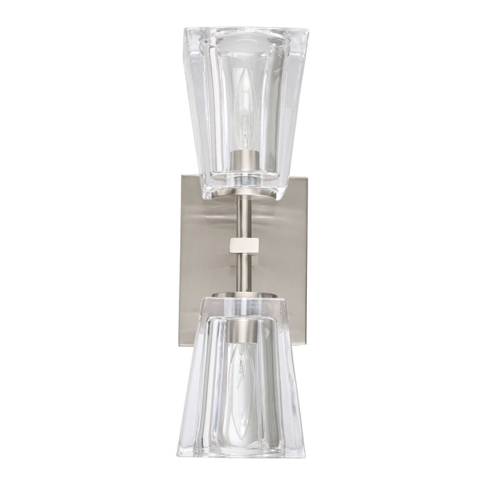 Valentin 13-inch 2-light Brushed Nickel Vanity Light with Clear Pressed Glass Shades