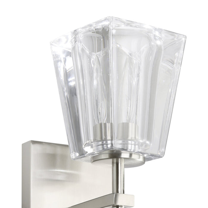 Valentin 13-inch 2-light Brushed Nickel Vanity Light with Clear Pressed Glass Shades