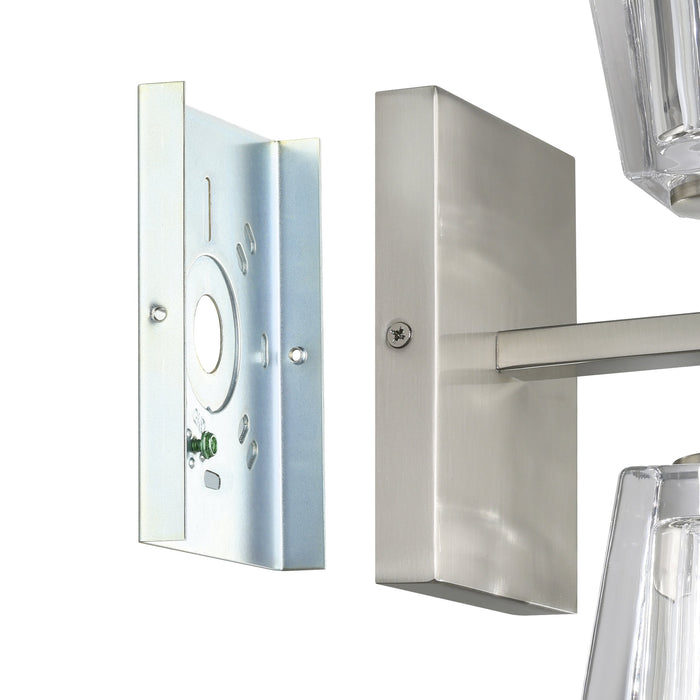 Valentin 13-inch 2-light Brushed Nickel Vanity Light with Clear Pressed Glass Shades