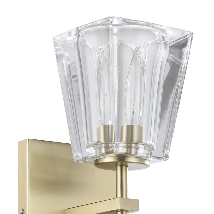 Valentin 13-inch 2-light Champagne Gold Vanity Light with Clear Pressed Glass Shades