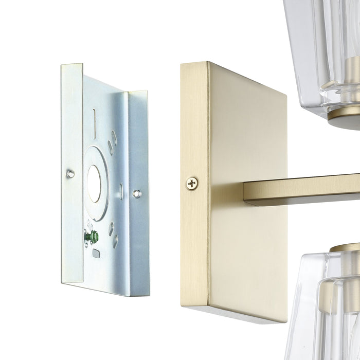Valentin 13-inch 2-light Champagne Gold Vanity Light with Clear Pressed Glass Shades