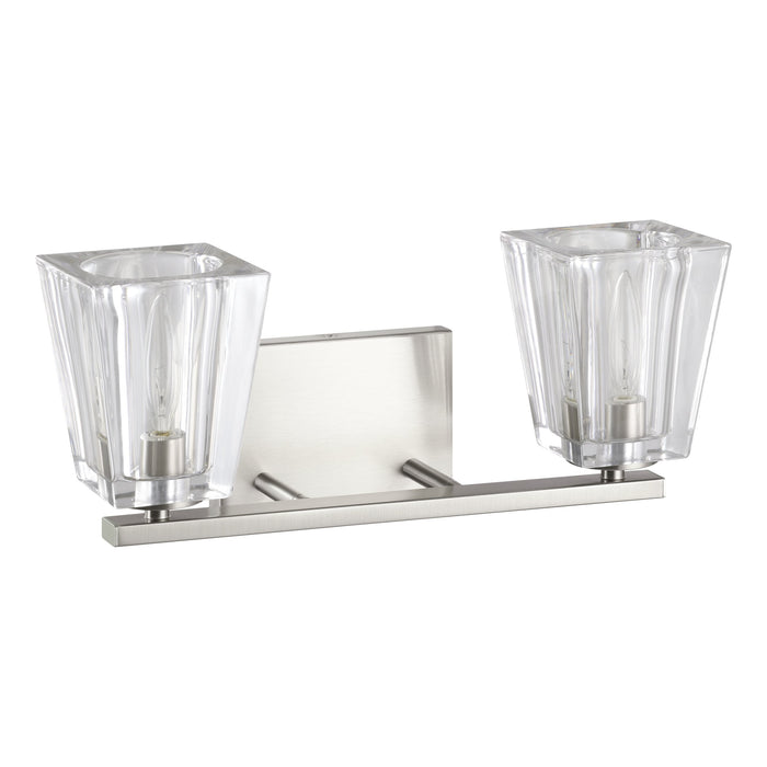 Valentin 15-inch 2-light Brushed Nickel Vanity Light with Clear Pressed Glass Shades