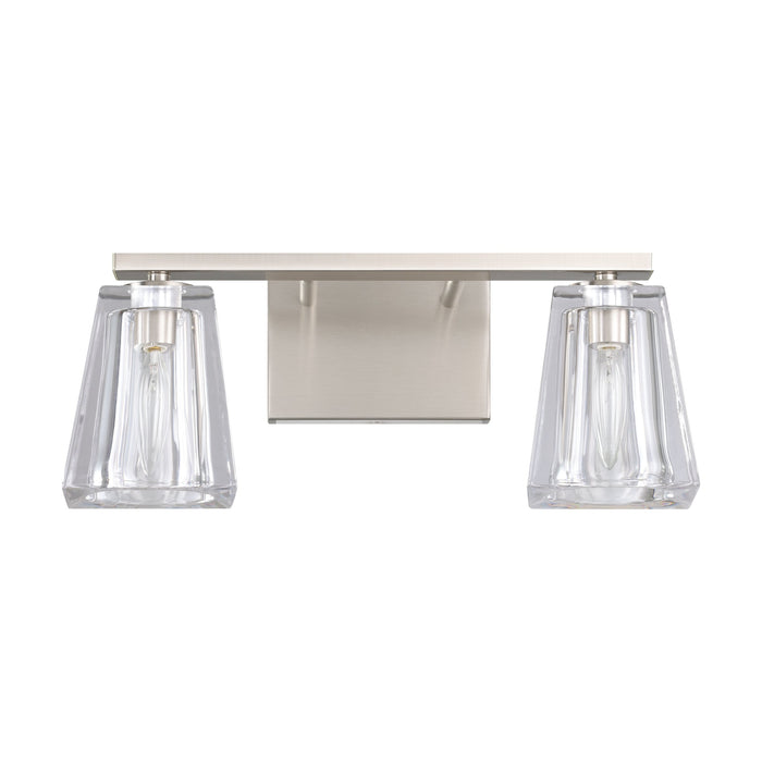 Valentin 15-inch 2-light Brushed Nickel Vanity Light with Clear Pressed Glass Shades