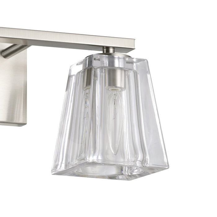 Valentin 15-inch 2-light Brushed Nickel Vanity Light with Clear Pressed Glass Shades
